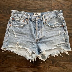 Agolde distressed jean shorts